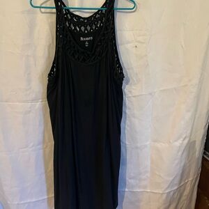 Black Sleeveless Tunic with Lattice Detail